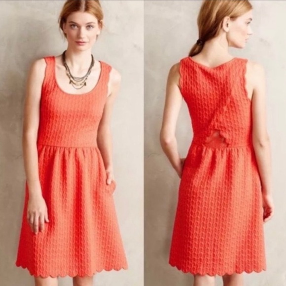 Anthropologie Dresses & Skirts - [[Anthropologie]] Maeve Coral Scalloped Dress, Size Medium